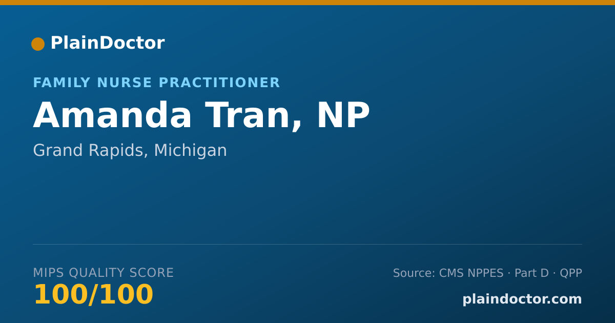 Shareable card for Amanda Tran, NP - Family Nurse Practitioner, Grand Rapids, MI