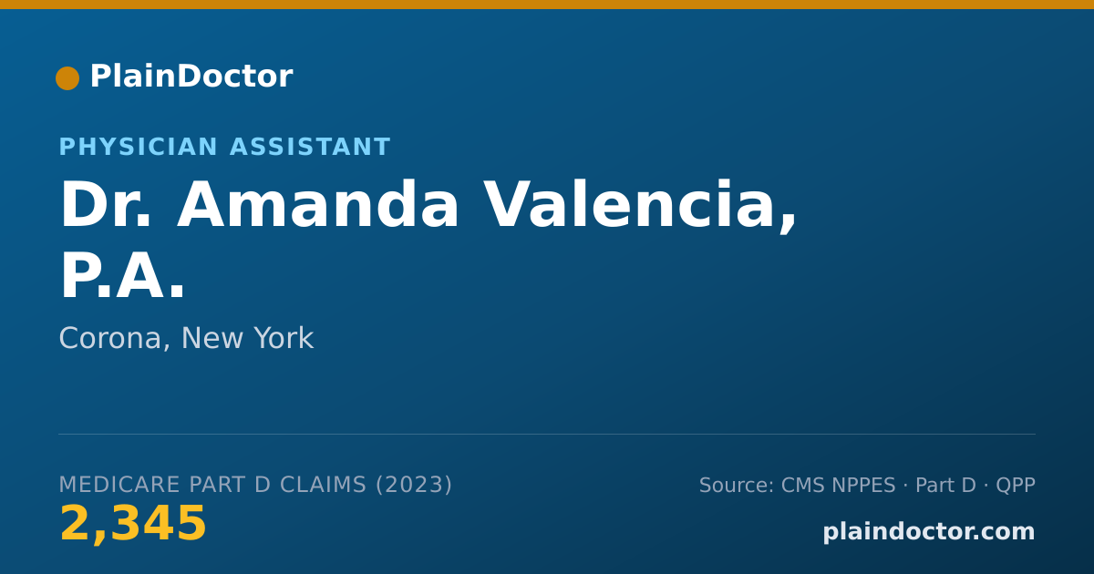 Shareable card for Amanda Valencia, P.A. - Physician Assistant, Corona, NY