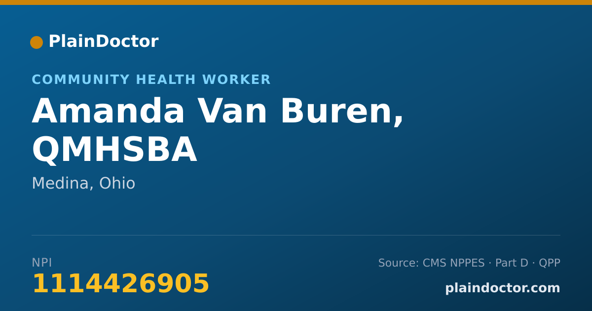 Shareable card for Amanda Van Buren, QMHSBA - Community Health Worker, Medina, OH
