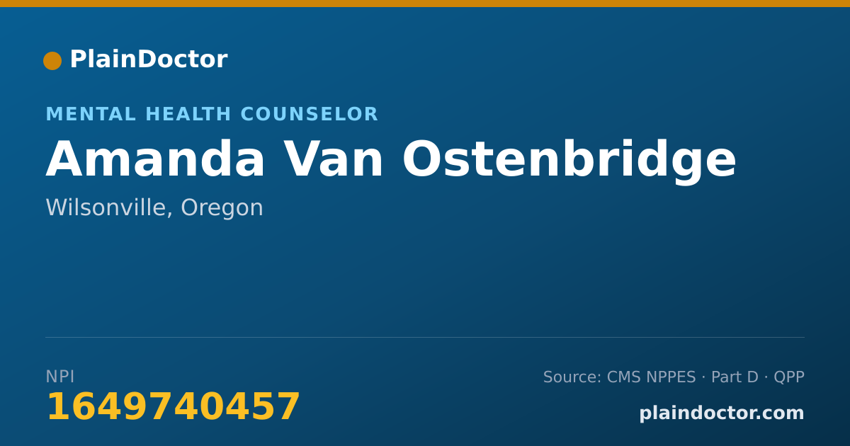 Shareable card for Amanda Van Ostenbridge - Mental Health Counselor, Wilsonville, OR