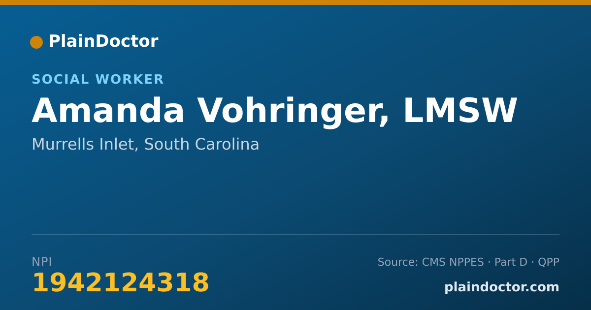 Shareable card for Amanda Vohringer, LMSW - Social Worker, Murrells Inlet, SC