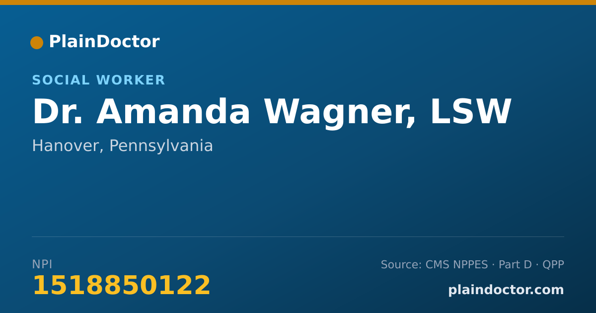 Shareable card for Amanda Wagner, LSW - Social Worker, Hanover, PA
