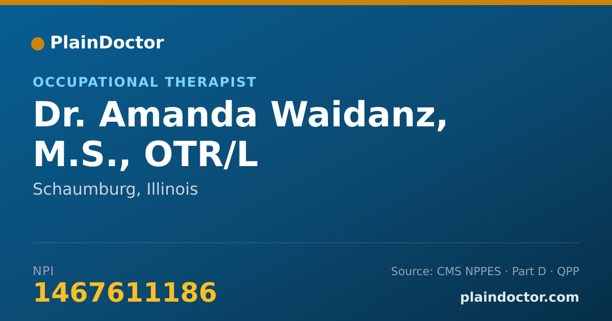 Shareable card for Amanda Waidanz, M.S., OTR/L - Occupational Therapist, Schaumburg, IL