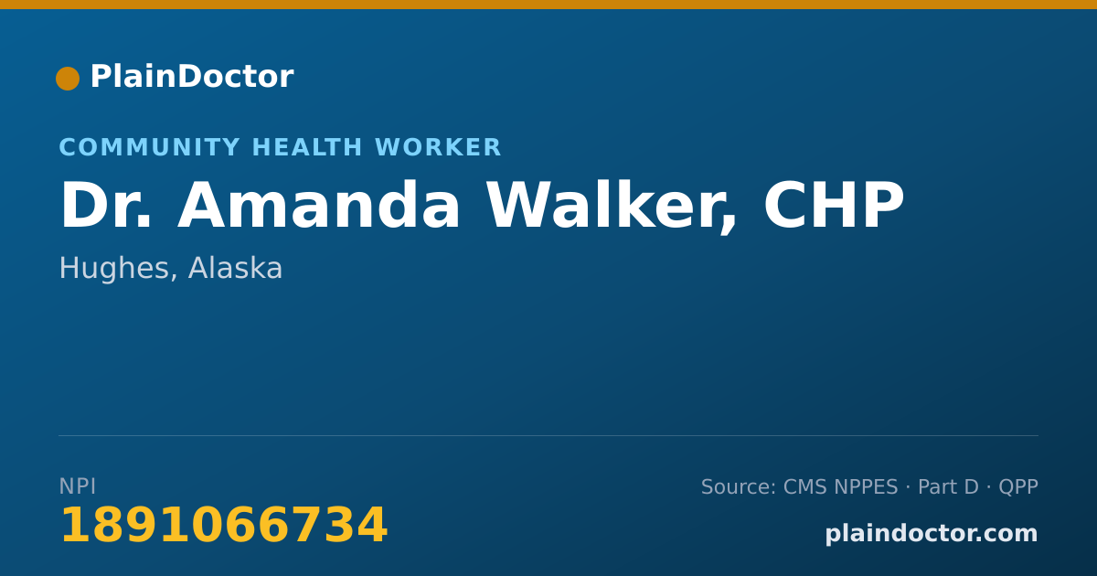 Shareable card for Amanda Walker, CHP - Community Health Worker, Hughes, AK