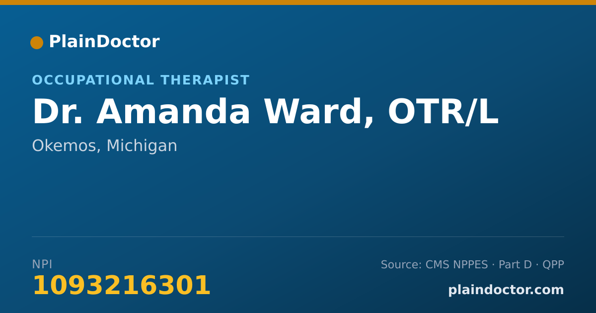 Shareable card for Amanda Ward, OTR/L - Occupational Therapist, Okemos, MI