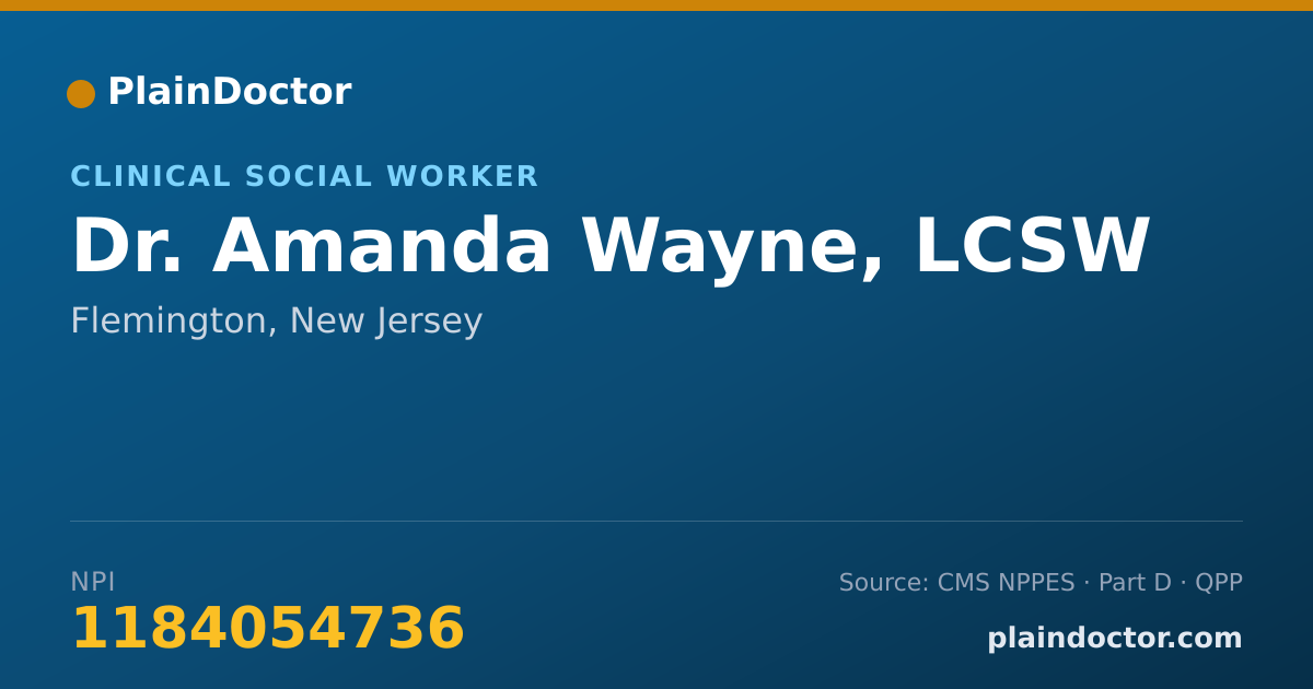 Shareable card for Amanda Wayne, LCSW - Clinical Social Worker, Flemington, NJ