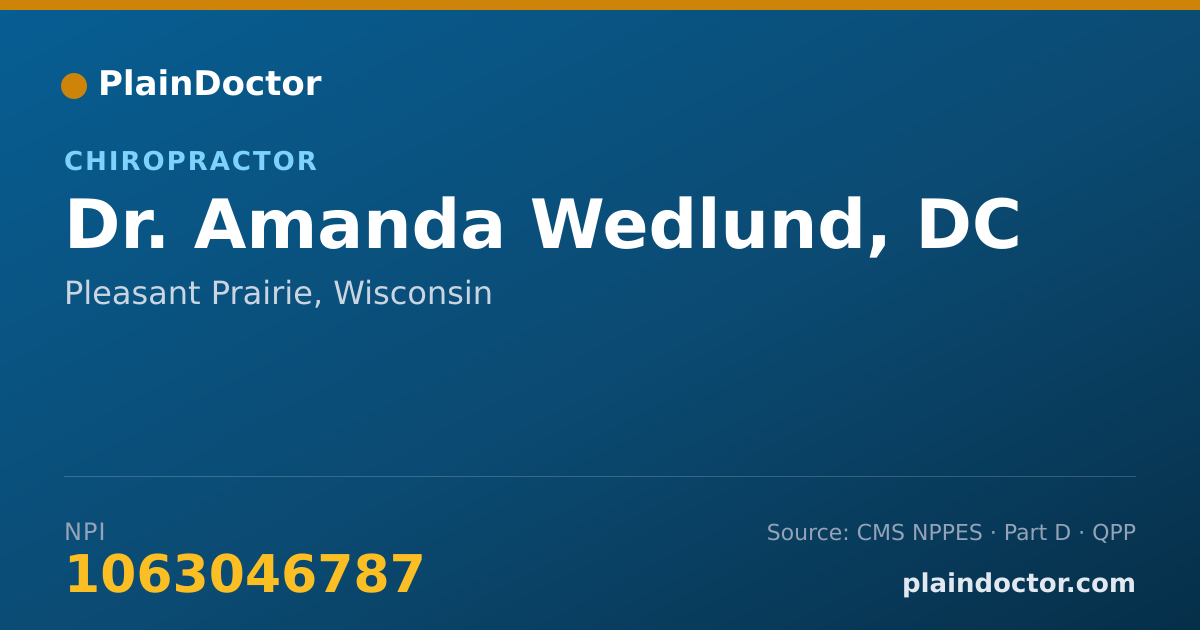 Shareable card for Amanda Wedlund, DC - Chiropractor, Pleasant Prairie, WI