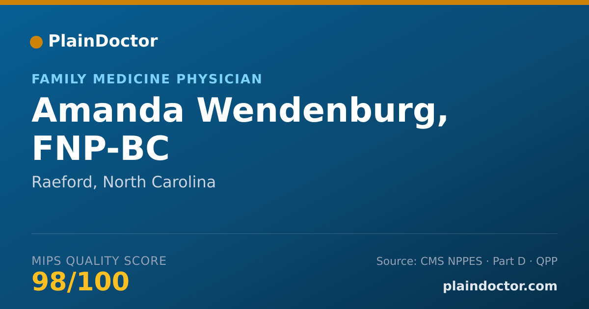 Shareable card for Amanda Wendenburg, FNP-BC - Family Medicine Physician, Raeford, NC