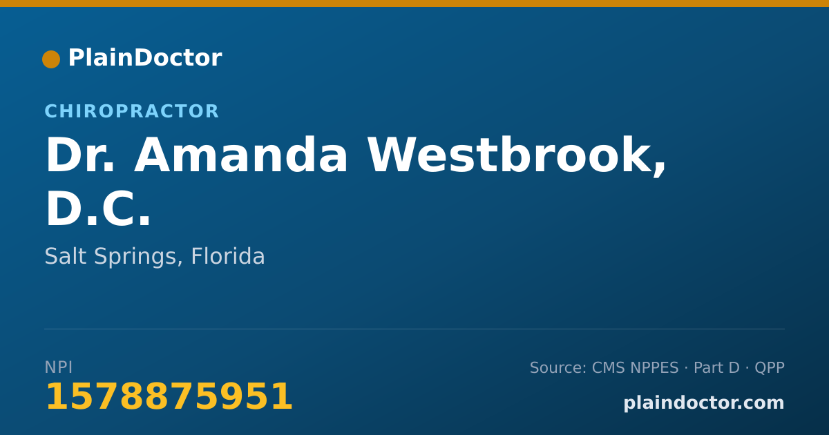 Shareable card for Amanda Westbrook, D.C. - Chiropractor, Salt Springs, FL
