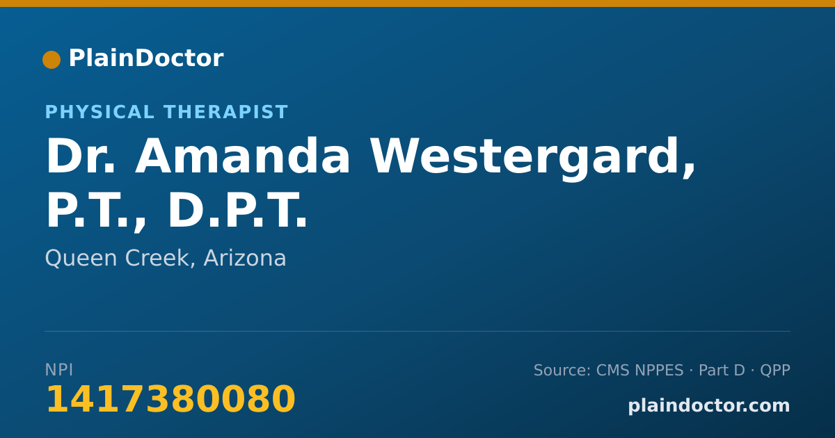 Shareable card for Amanda Westergard, P.T., D.P.T. - Physical Therapist, Queen Creek, AZ