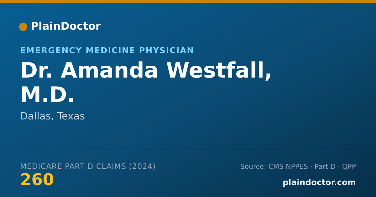 Shareable card for Amanda Westfall, M.D. - Emergency Medicine Physician, Dallas, TX