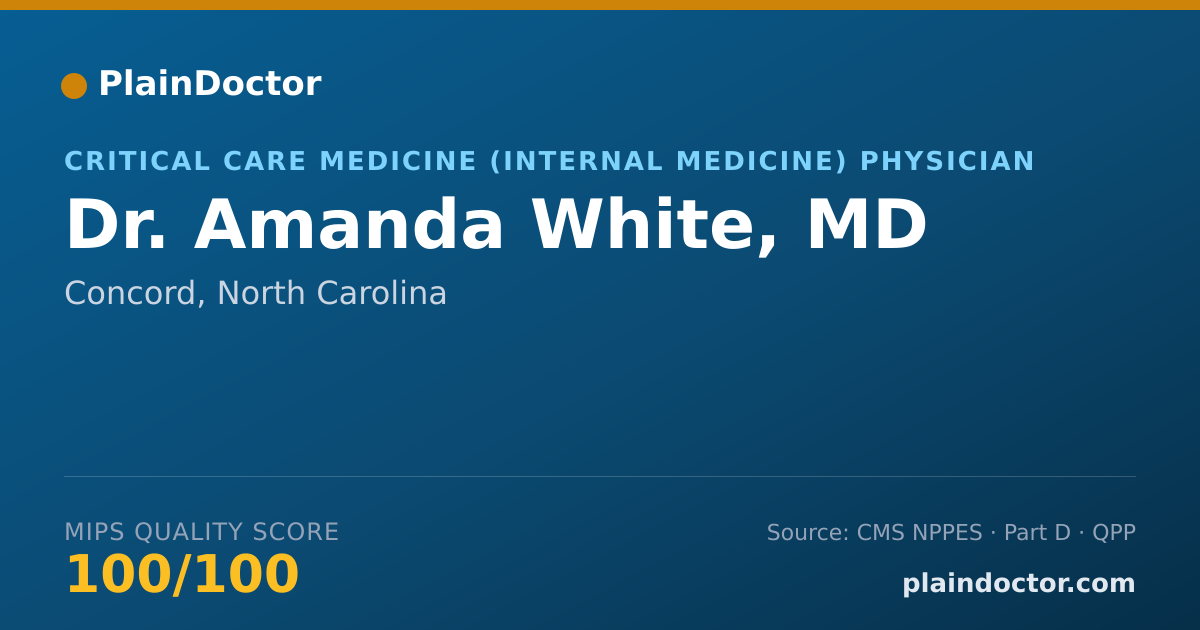 Shareable card for Amanda White, MD - Critical Care Medicine (Internal Medicine) Physician, Concord, NC