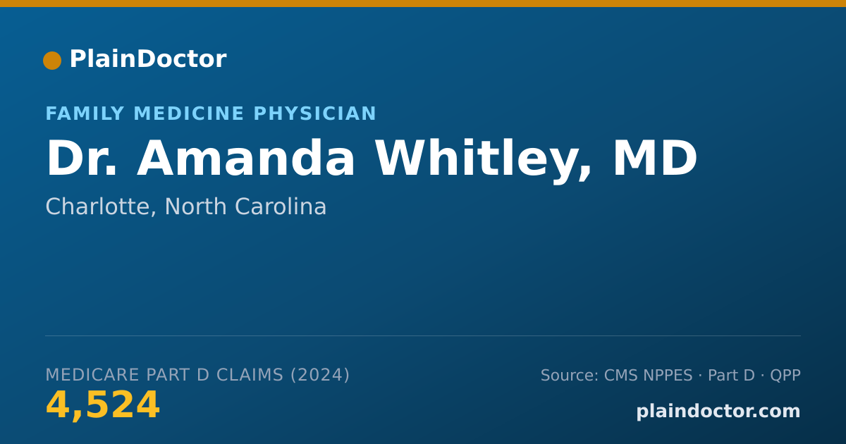 Shareable card for Amanda Whitley, MD - Family Medicine Physician, Charlotte, NC