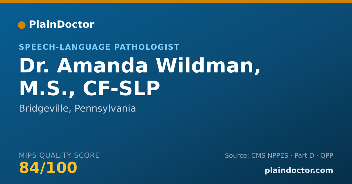 Shareable card for Amanda Wildman, M.S., CF-SLP - Speech-Language Pathologist, Bridgeville, PA