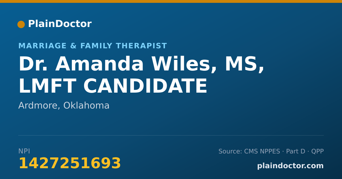 Shareable card for Amanda Wiles, MS, LMFT CANDIDATE - Marriage & Family Therapist, Ardmore, OK
