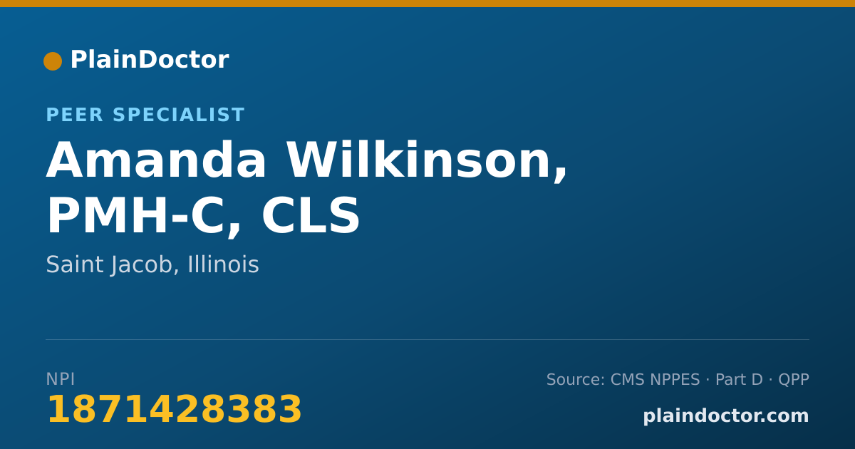 Shareable card for Amanda Wilkinson, PMH-C, CLS - Peer Specialist, Saint Jacob, IL