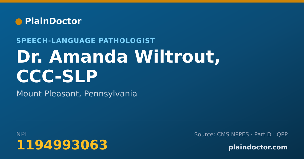 Shareable card for Amanda Wiltrout, CCC-SLP - Speech-Language Pathologist, Mount Pleasant, PA
