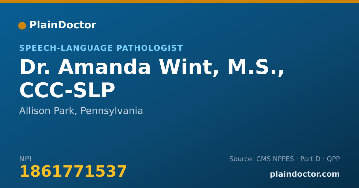 Shareable card for Amanda Wint, M.S., CCC-SLP - Speech-Language Pathologist, Allison Park, PA