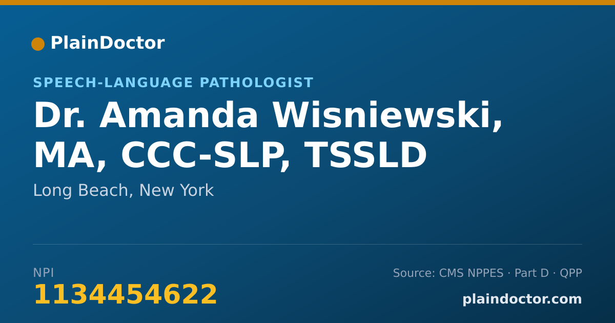 Shareable card for Amanda Wisniewski, MA, CCC-SLP, TSSLD - Speech-Language Pathologist, Long Beach, NY