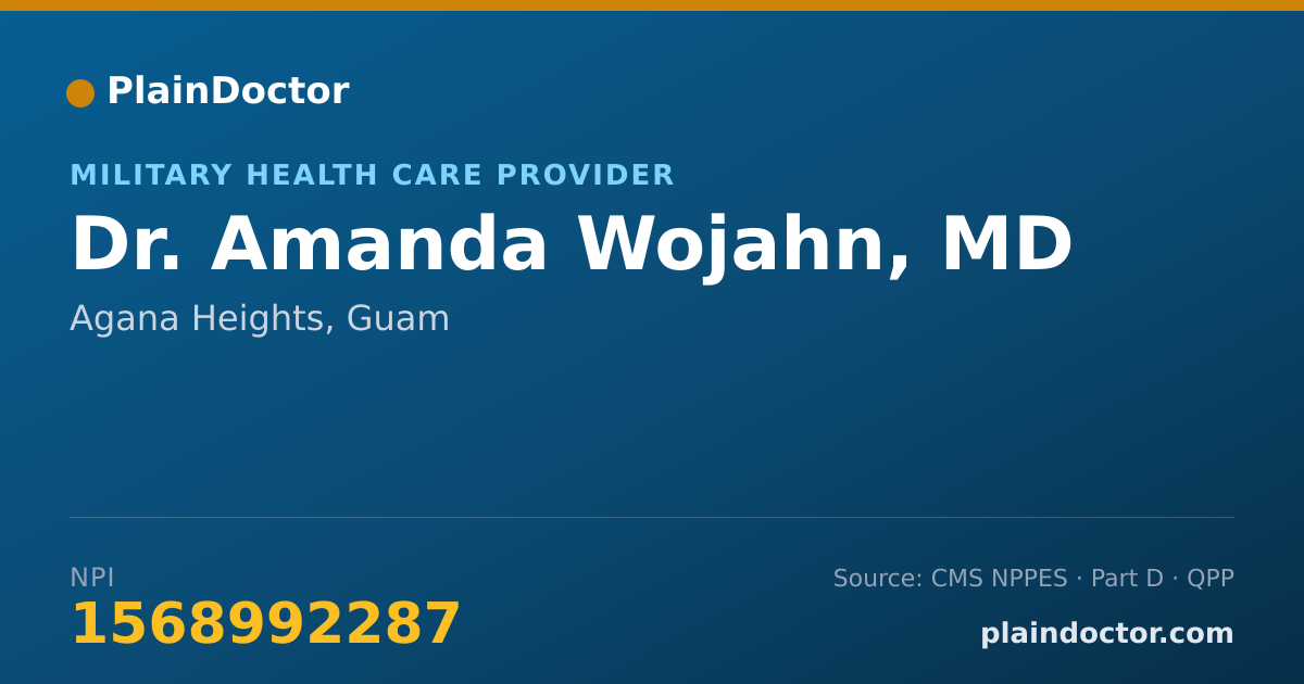 Shareable card for Amanda Wojahn, MD - Military Health Care Provider, Agana Heights, GU