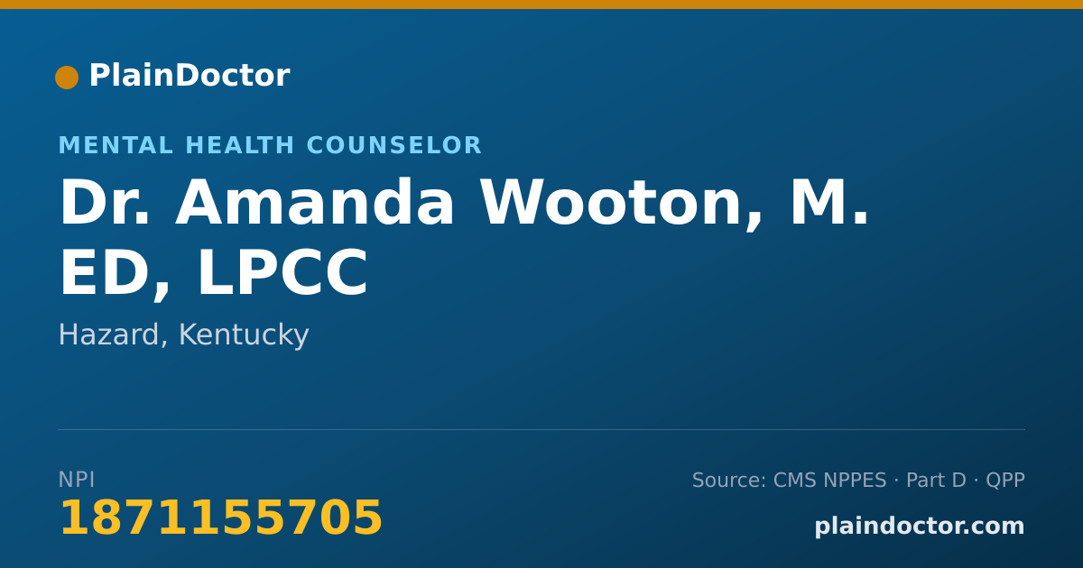 Shareable card for Amanda Wooton, M. ED, LPCC - Mental Health Counselor, Hazard, KY