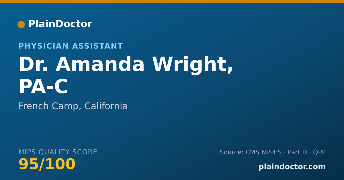 Shareable card for Amanda Wright, PA-C - Physician Assistant, French Camp, CA