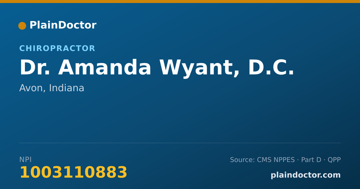 Shareable card for Amanda Wyant, D.C. - Chiropractor, Avon, IN