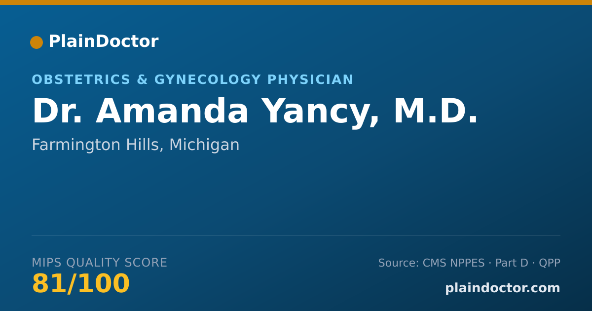Shareable card for Amanda Yancy, M.D. - Obstetrics & Gynecology Physician, Farmington Hills, MI