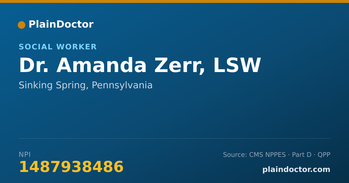 Shareable card for Amanda Zerr, LSW - Social Worker, Sinking Spring, PA