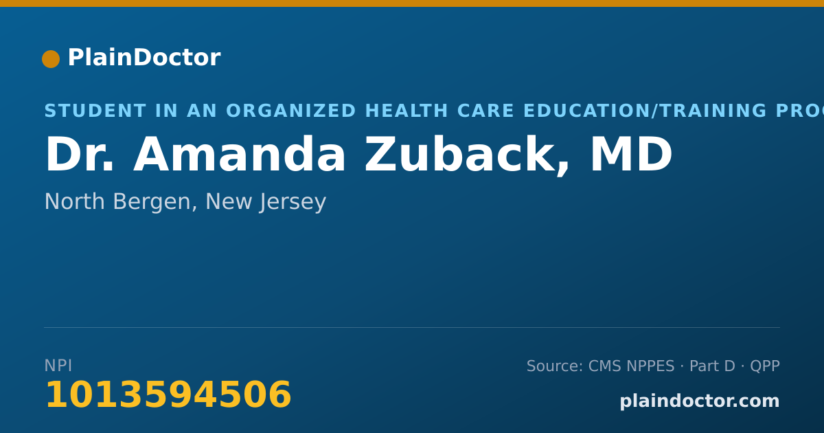 Shareable card for Amanda Zuback, MD - Student in an Organized Health Care Education/Training Program, North Bergen, NJ