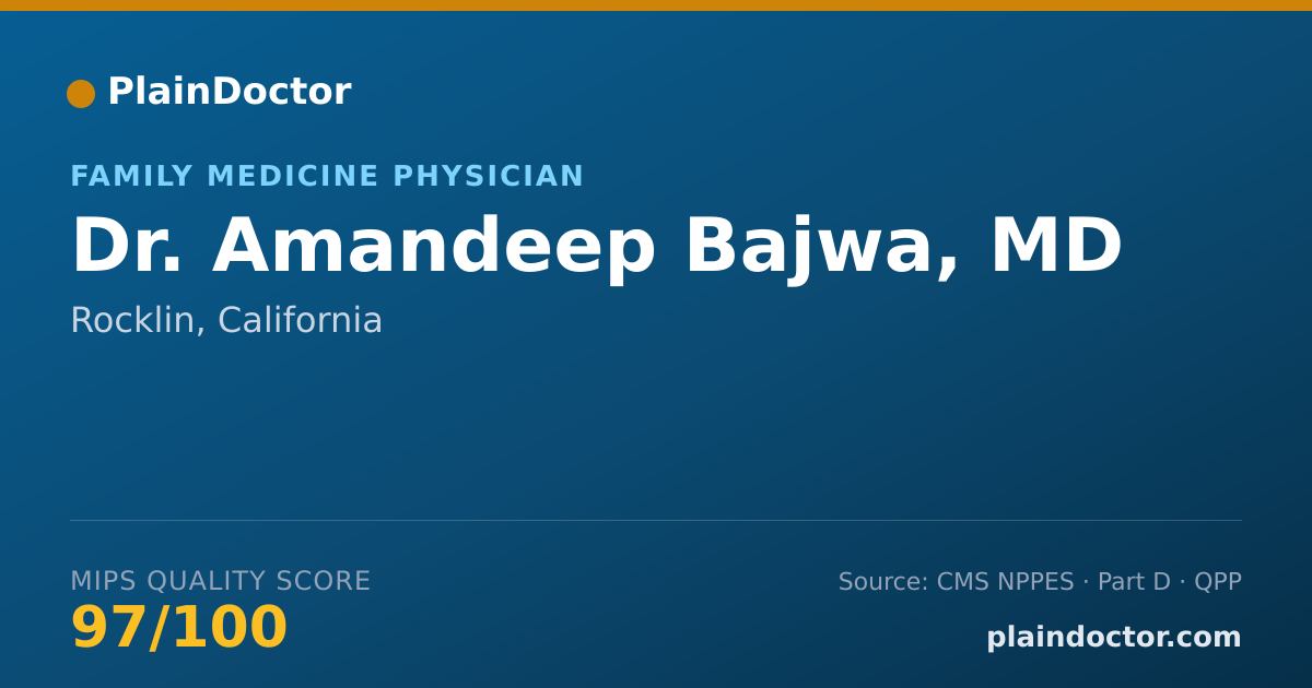 Shareable card for Amandeep Bajwa, MD - Family Medicine Physician, Rocklin, CA