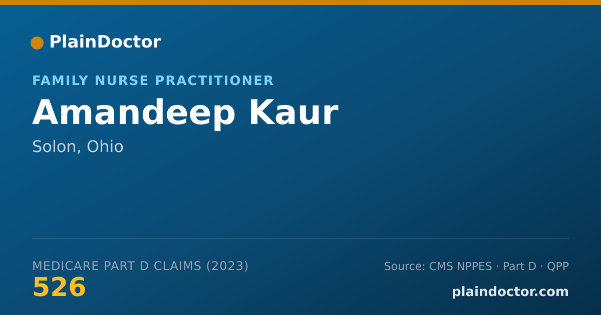 Shareable card for Amandeep Kaur - Family Nurse Practitioner, Solon, OH