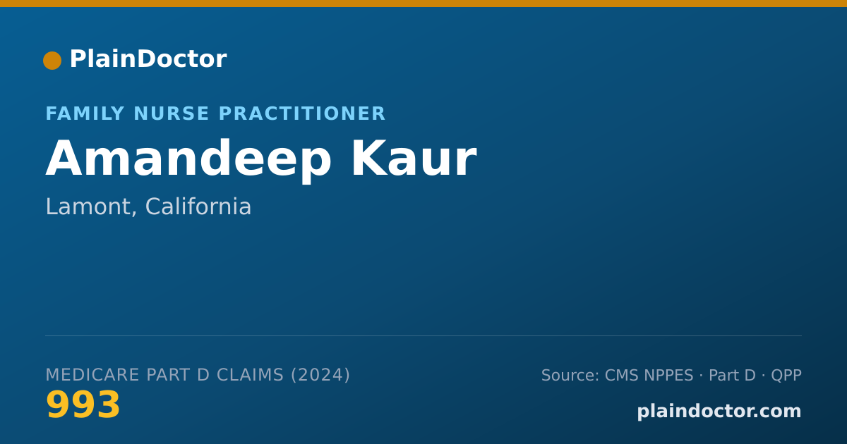 Shareable card for Amandeep Kaur - Family Nurse Practitioner, Lamont, CA