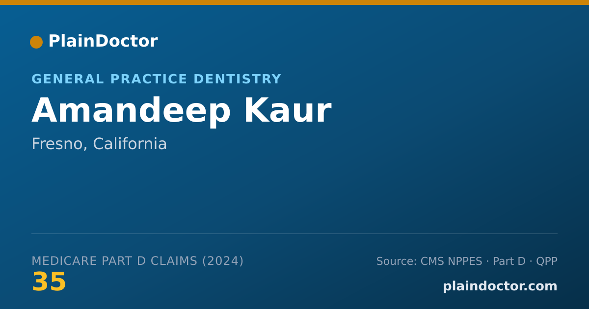 Shareable card for Amandeep Kaur - General Practice Dentistry, Fresno, CA