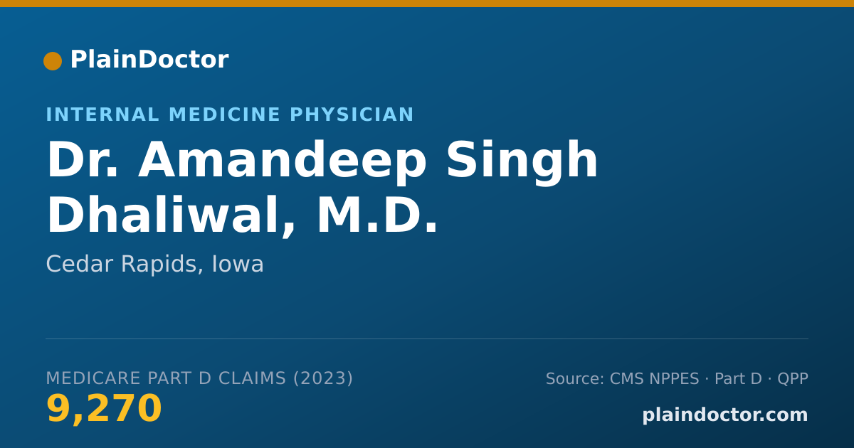 Shareable card for Amandeep Singh Dhaliwal, M.D. - Internal Medicine Physician, Cedar Rapids, IA