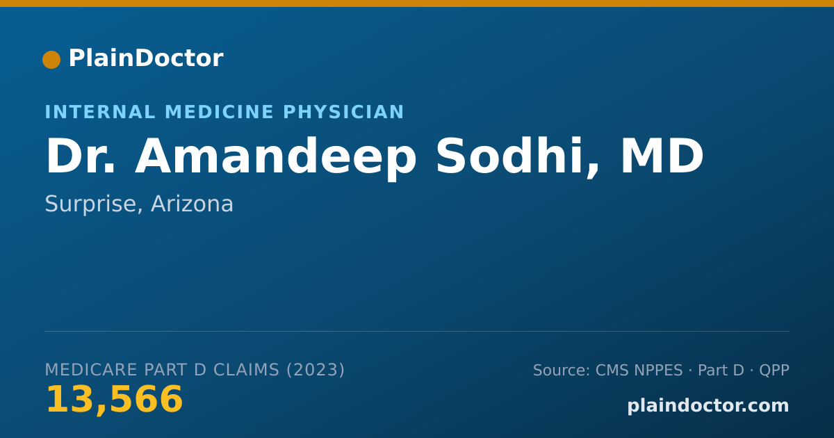 Shareable card for Amandeep Sodhi, MD - Internal Medicine Physician, Surprise, AZ