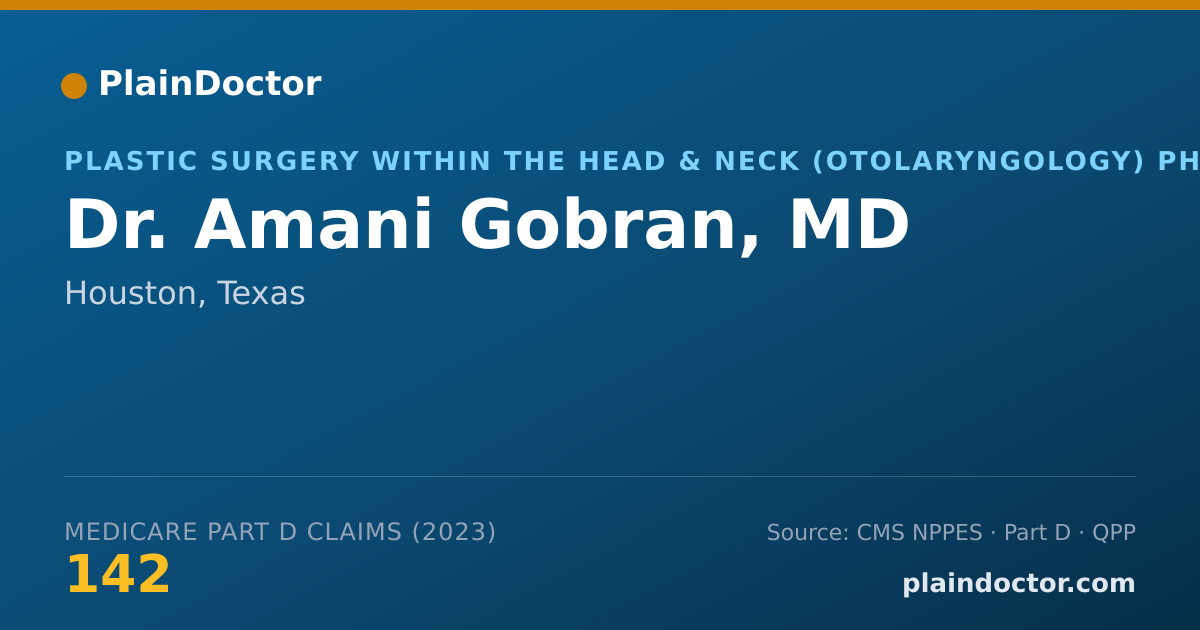 Shareable card for Amani Gobran, MD - Plastic Surgery within the Head & Neck (Otolaryngology) Physician, Houston, TX