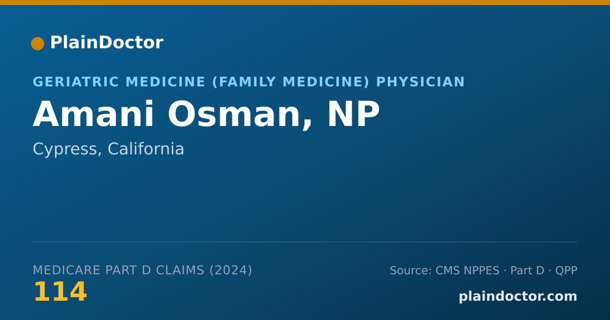 Shareable card for Amani Osman, NP - Geriatric Medicine (Family Medicine) Physician, Cypress, CA