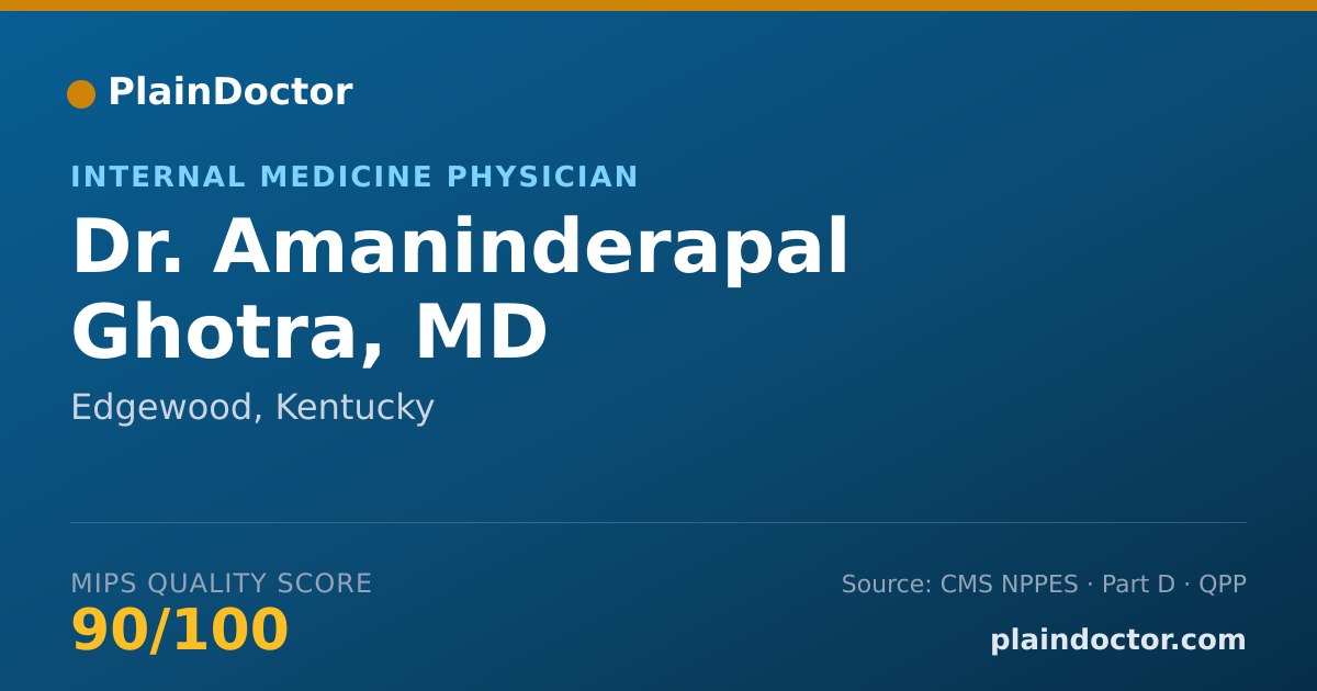 Shareable card for Amaninderapal Ghotra, MD - Internal Medicine Physician, Edgewood, KY