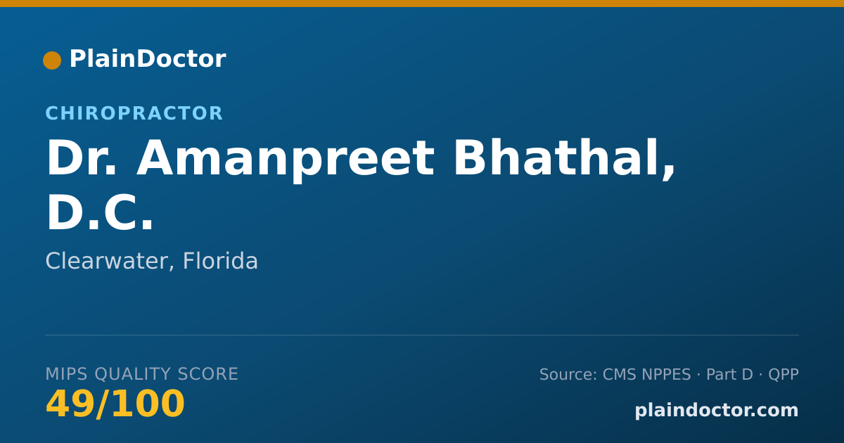 Shareable card for Amanpreet Bhathal, D.C. - Chiropractor, Clearwater, FL