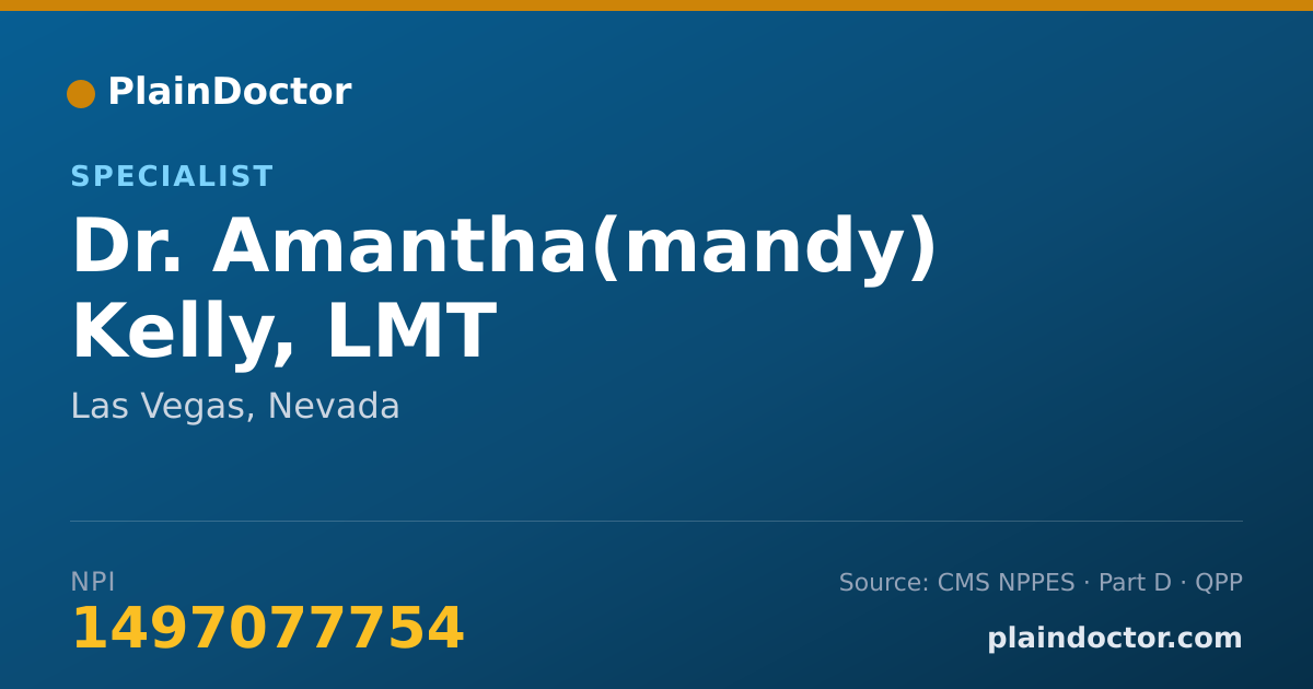 Shareable card for Amantha(mandy) Kelly, LMT - Specialist, Las Vegas, NV