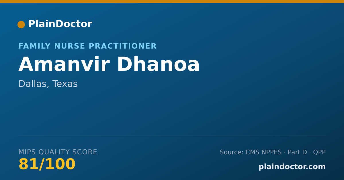 Shareable card for Amanvir Dhanoa - Family Nurse Practitioner, Dallas, TX