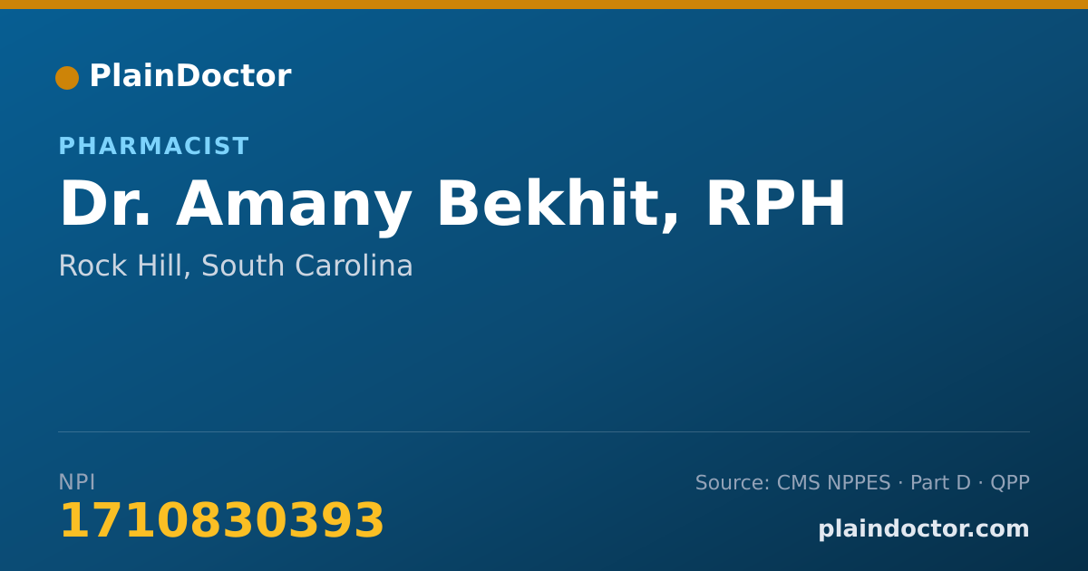 Shareable card for Amany Bekhit, RPH - Pharmacist, Rock Hill, SC
