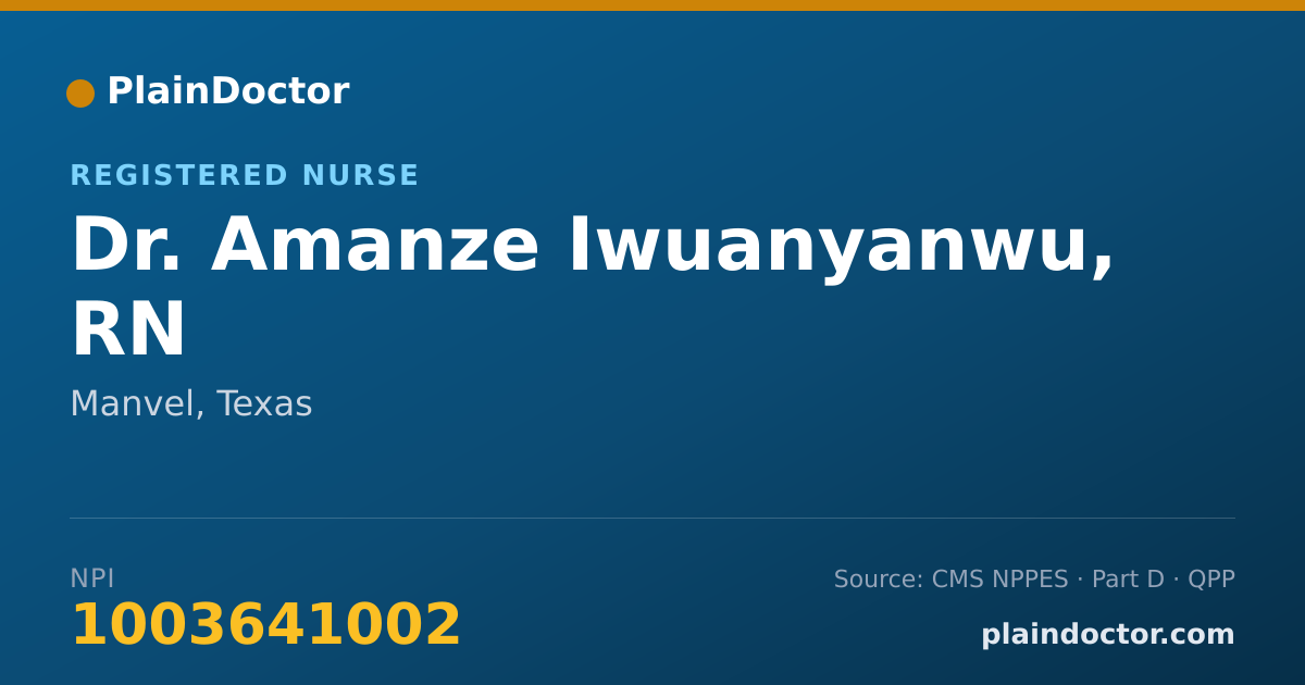 Shareable card for Amanze Iwuanyanwu, RN - Registered Nurse, Manvel, TX