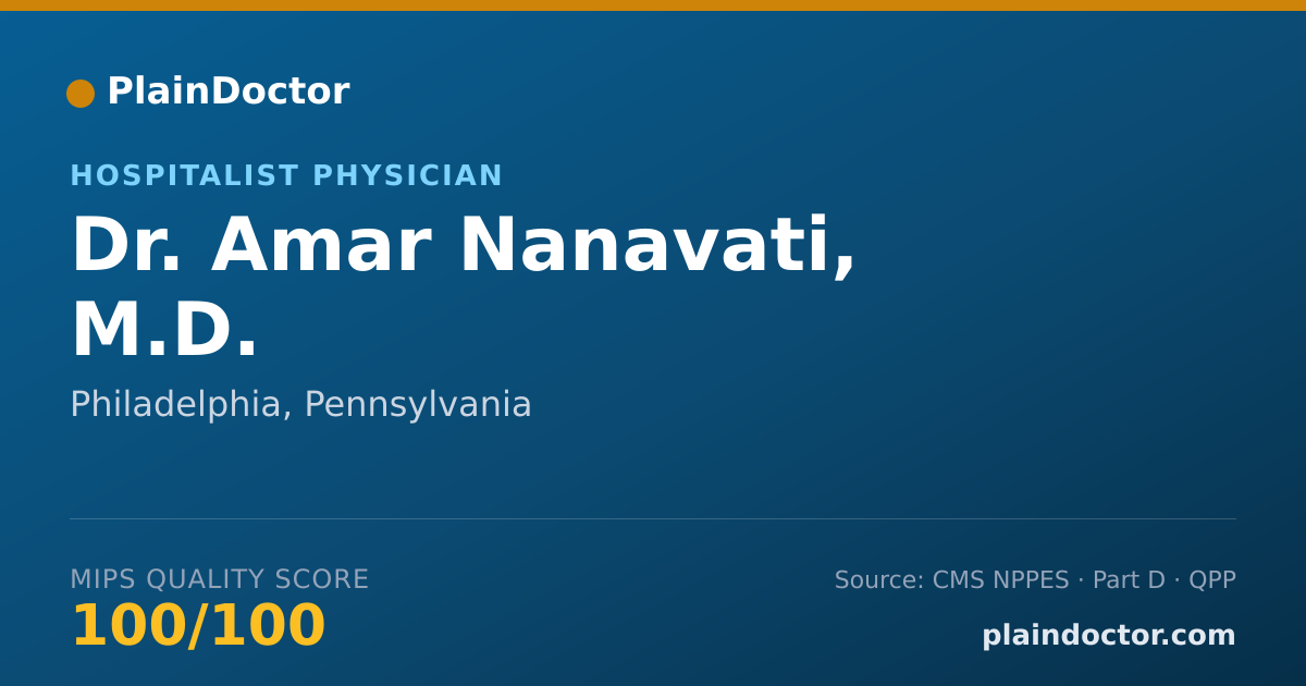 Shareable card for Amar Nanavati, M.D. - Hospitalist Physician, Philadelphia, PA