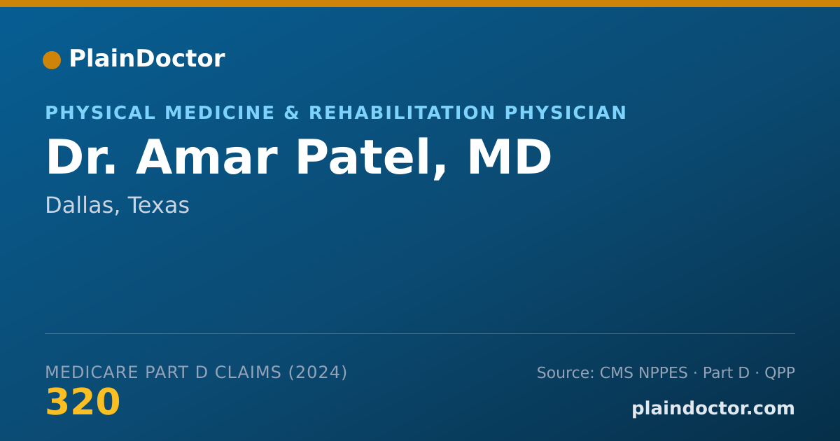 Shareable card for Amar Patel, MD - Physical Medicine & Rehabilitation Physician, Dallas, TX