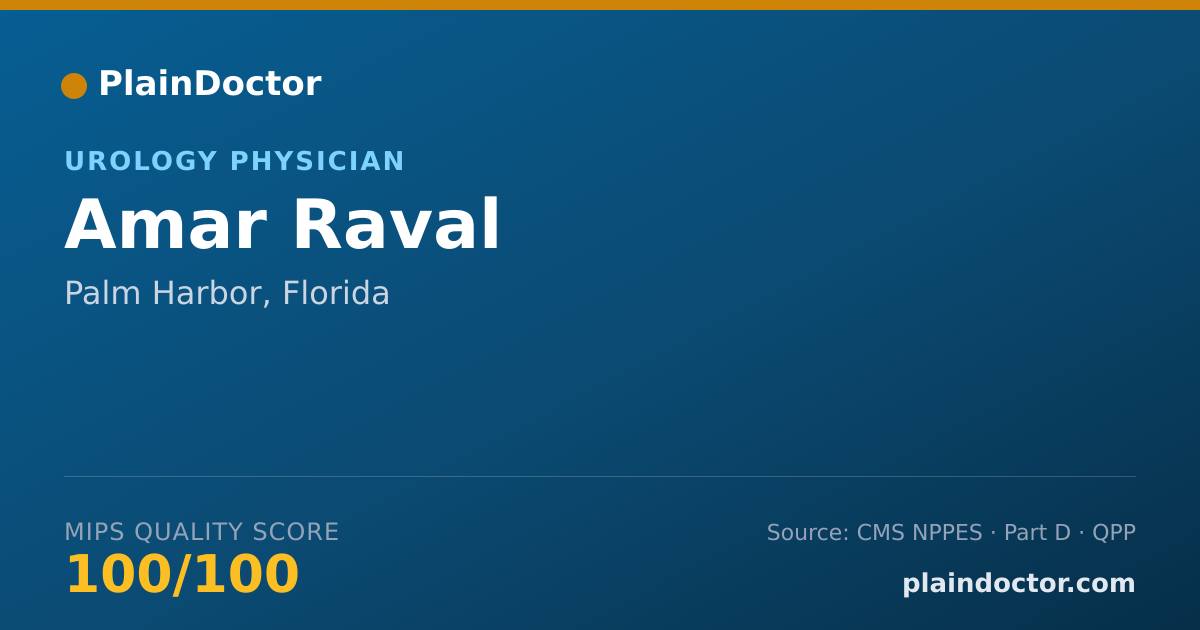 Shareable card for Amar Raval - Urology Physician, Palm Harbor, FL