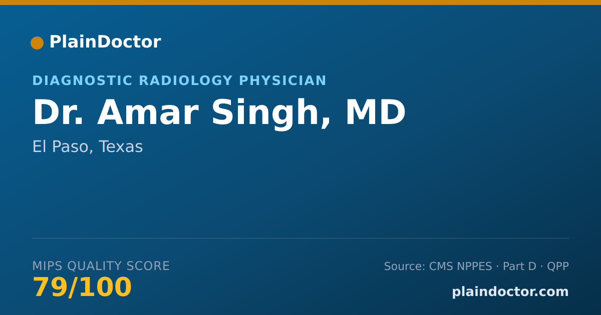 Shareable card for Amar Singh, MD - Neuroradiology Physician, El Paso, TX