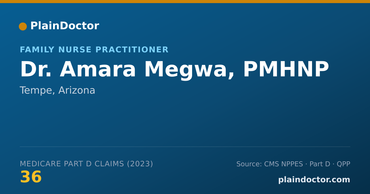 Shareable card for Amara Megwa, PMHNP - Family Nurse Practitioner, Tempe, AZ