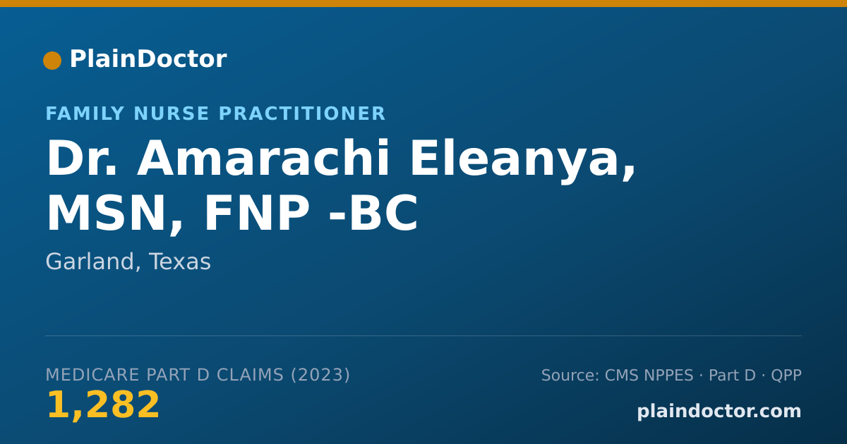 Shareable card for Amarachi Eleanya, MSN, FNP -BC - Family Nurse Practitioner, Garland, TX